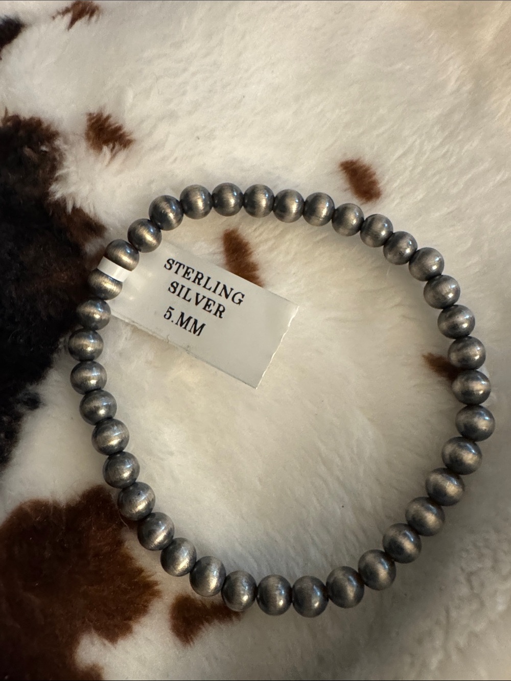 Sterling Silver Bead Stretch Bracelet - Silver 5mm